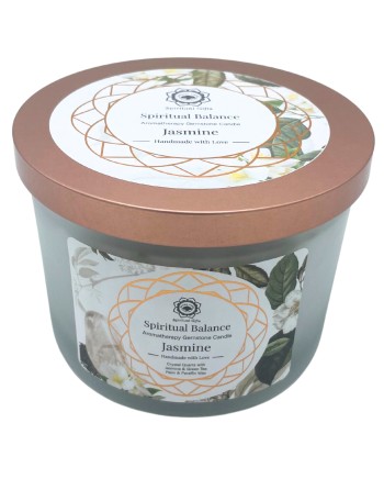Bougie de Jasmin et Pierre Précieuse Quartz de Roche - Équilibre Spirituel