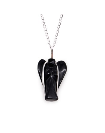 Pendentif Ange Gardien Pierres Précieuses - Agate Noire
