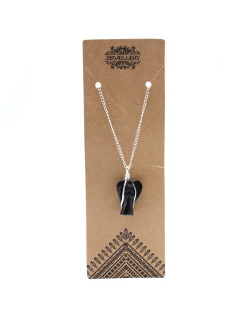 Pendentif Ange Gardien Pierres Précieuses - Agate Noire