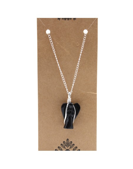 Pendentif Ange Gardien Pierres Précieuses - Agate Noire