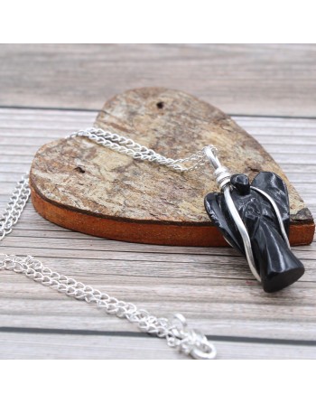 Pendentif Ange Gardien Pierres Précieuses - Agate Noire