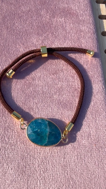 Bracelet cordon réglable apatite bleue A