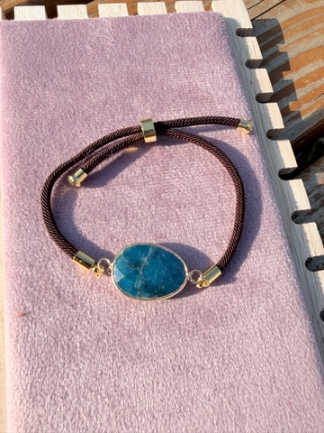 Bracelet cordon réglable apatite bleue A