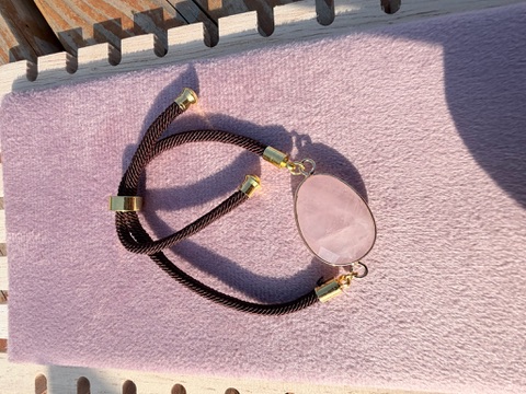 Bracelet cordon réglable quartz rose Brésil A