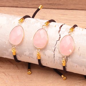 Bracelet Ona doré quartz rose A