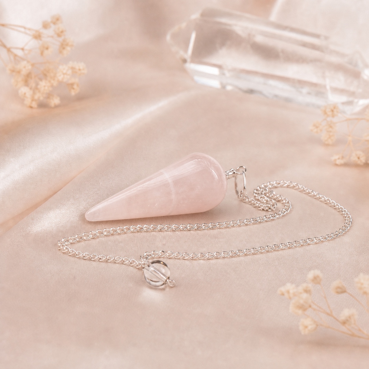 Pendule conique quartz rose Brésil A