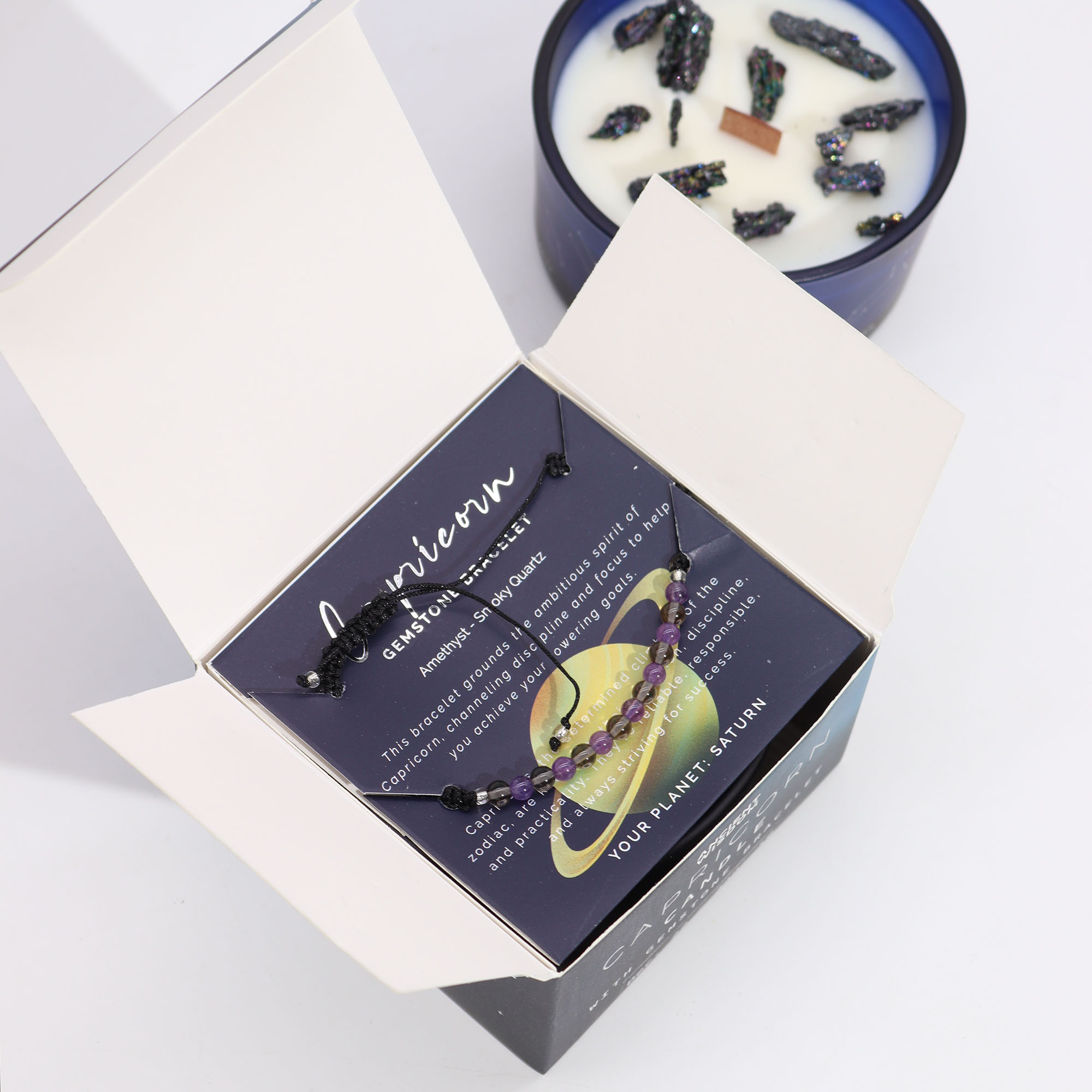 Précommande – Bougie du Zodiaque avec Bracelet en Gemmes - Capricorne – Image 2