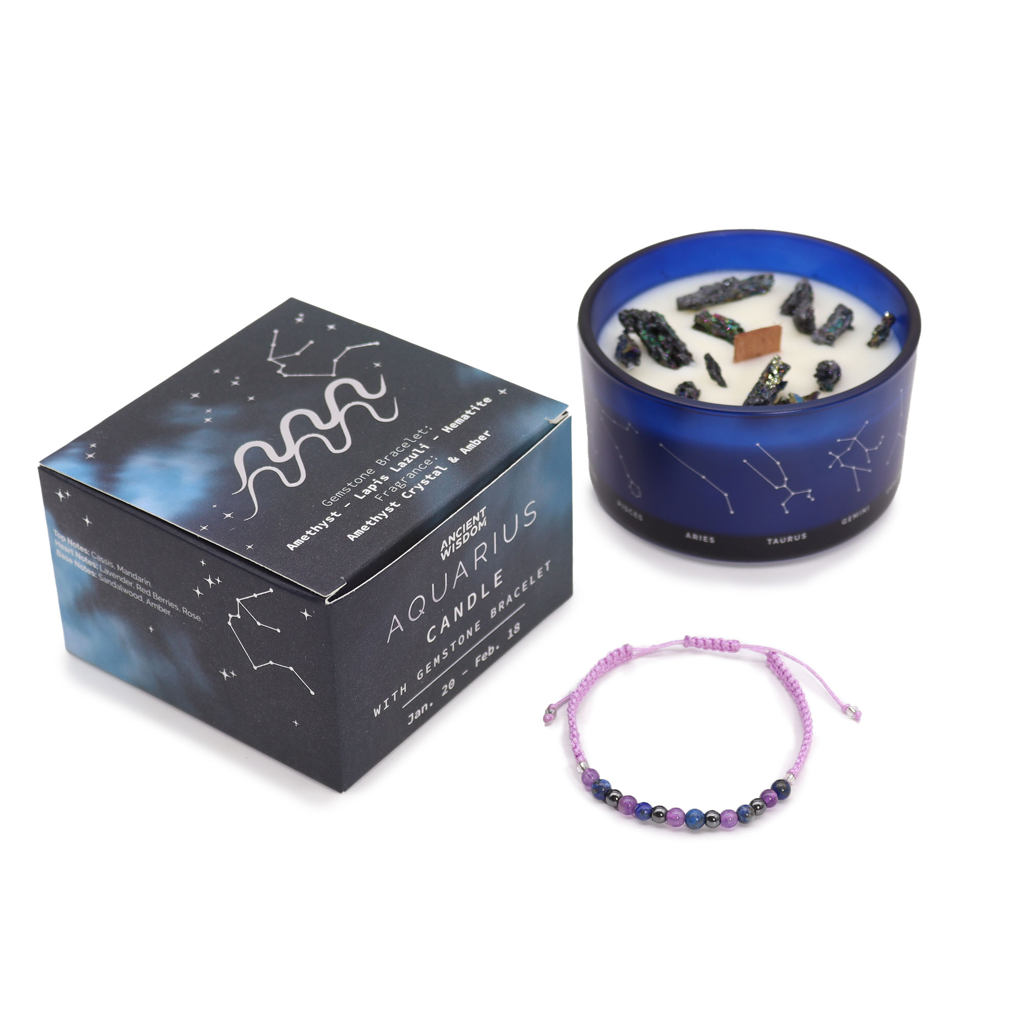 Précommande – Bougie du Zodiaque avec Bracelet en Gemmes - Verseau – Image 5
