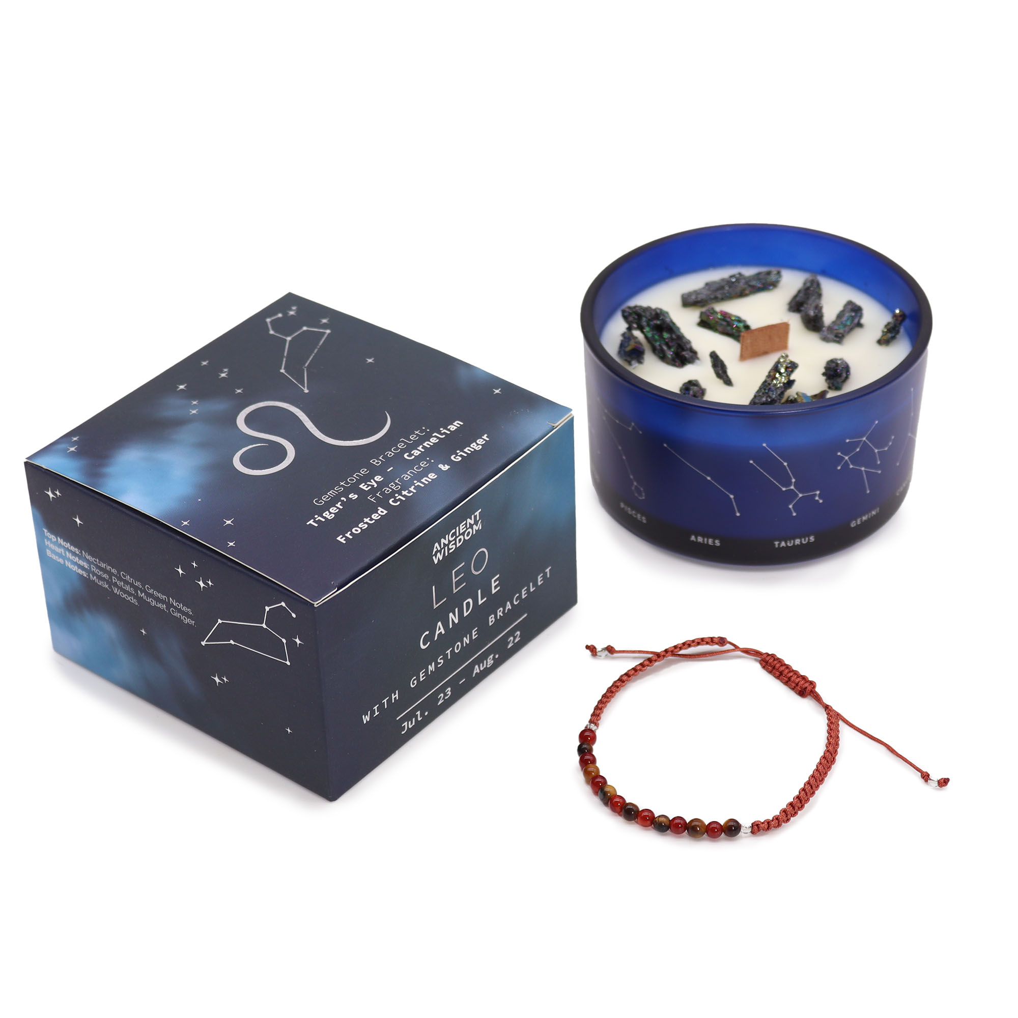 Précommande – Bougie du Zodiaque avec Bracelet en Gemmes - Lion – Image 3