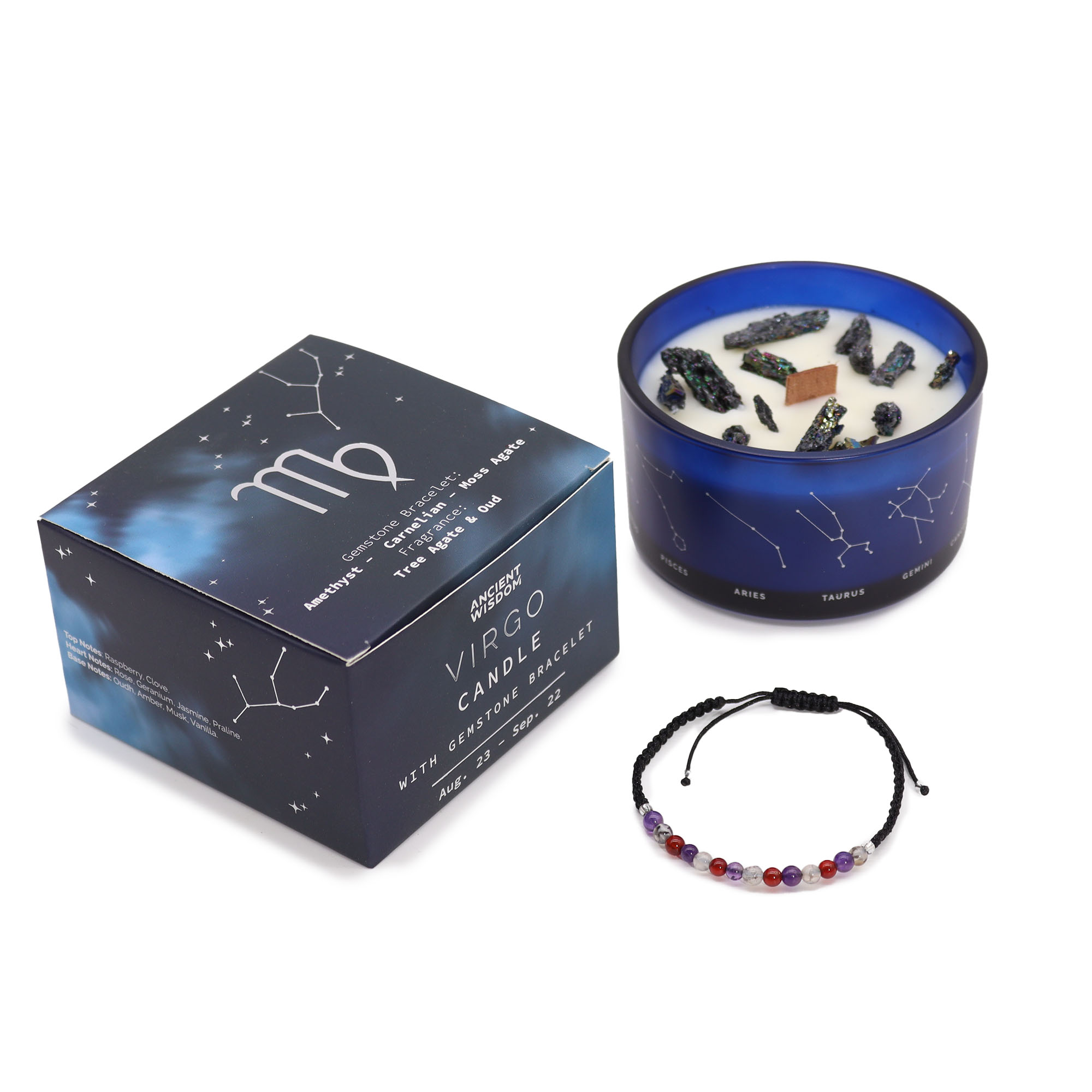 Précommande – Bougie du Zodiaque avec Bracelet en Gemmes - Vierge – Image 3